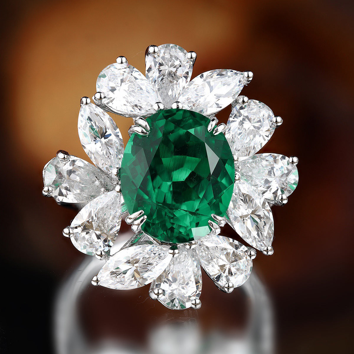 dainty oval emerald art deco engagement ring in s925 sterling silver, halo cz diamond ring, bridal wedding promise ring for her