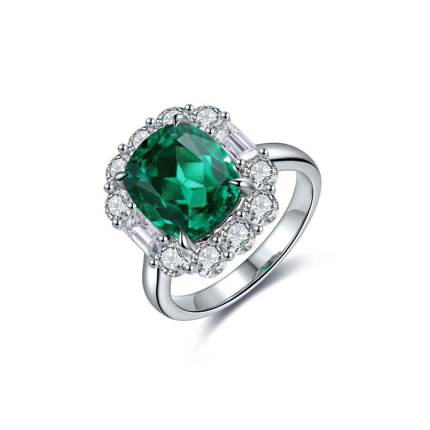 s925 sterling silver lab paraiba/sapphire/emerald/ruby & cz diamond ring