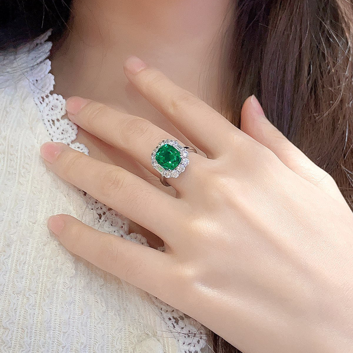 s925 sterling silver lab paraiba/sapphire/emerald/ruby & cz diamond ring
