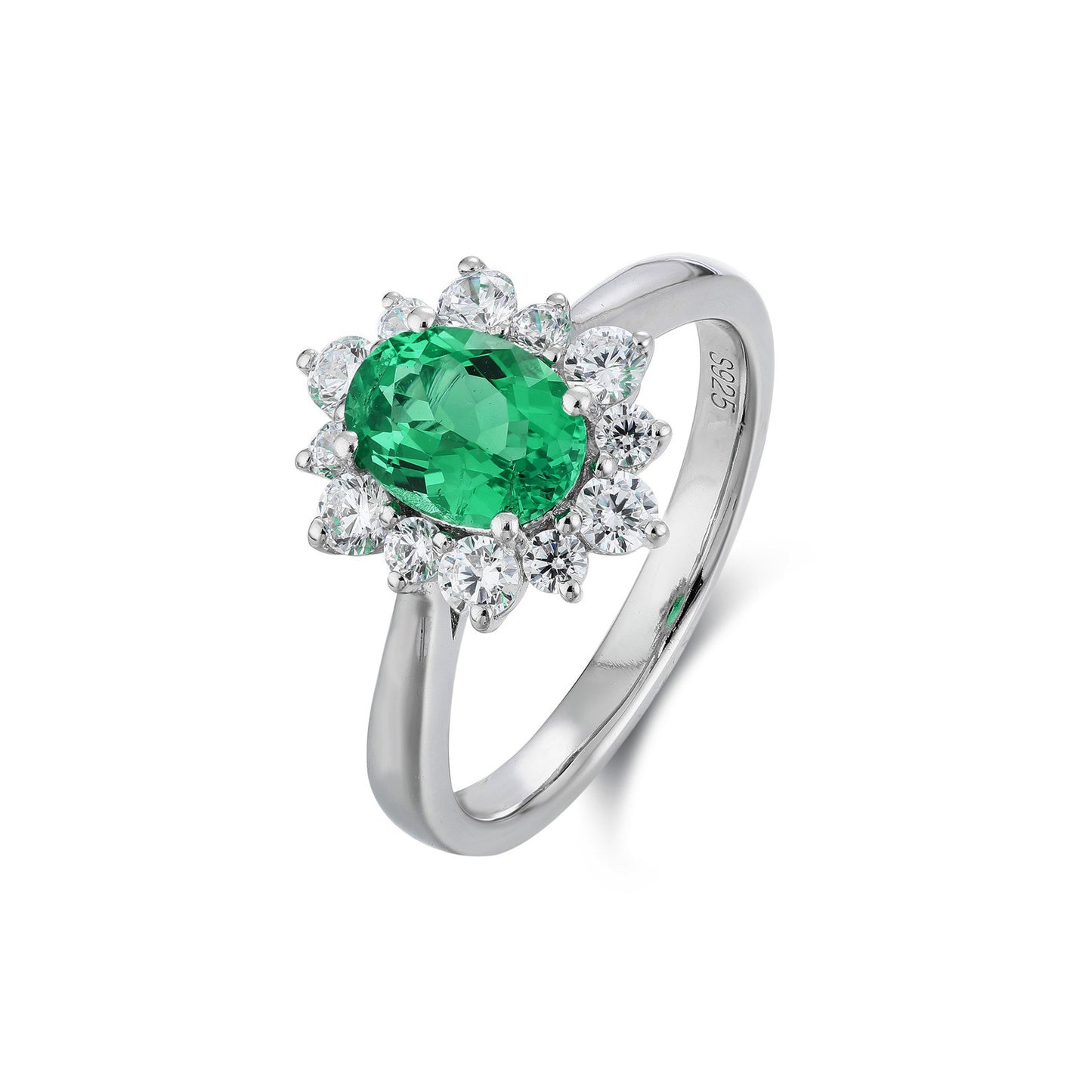 s925 sterling silver lab emerald/paraiba/ruby/sapphire & cz diamond ring
