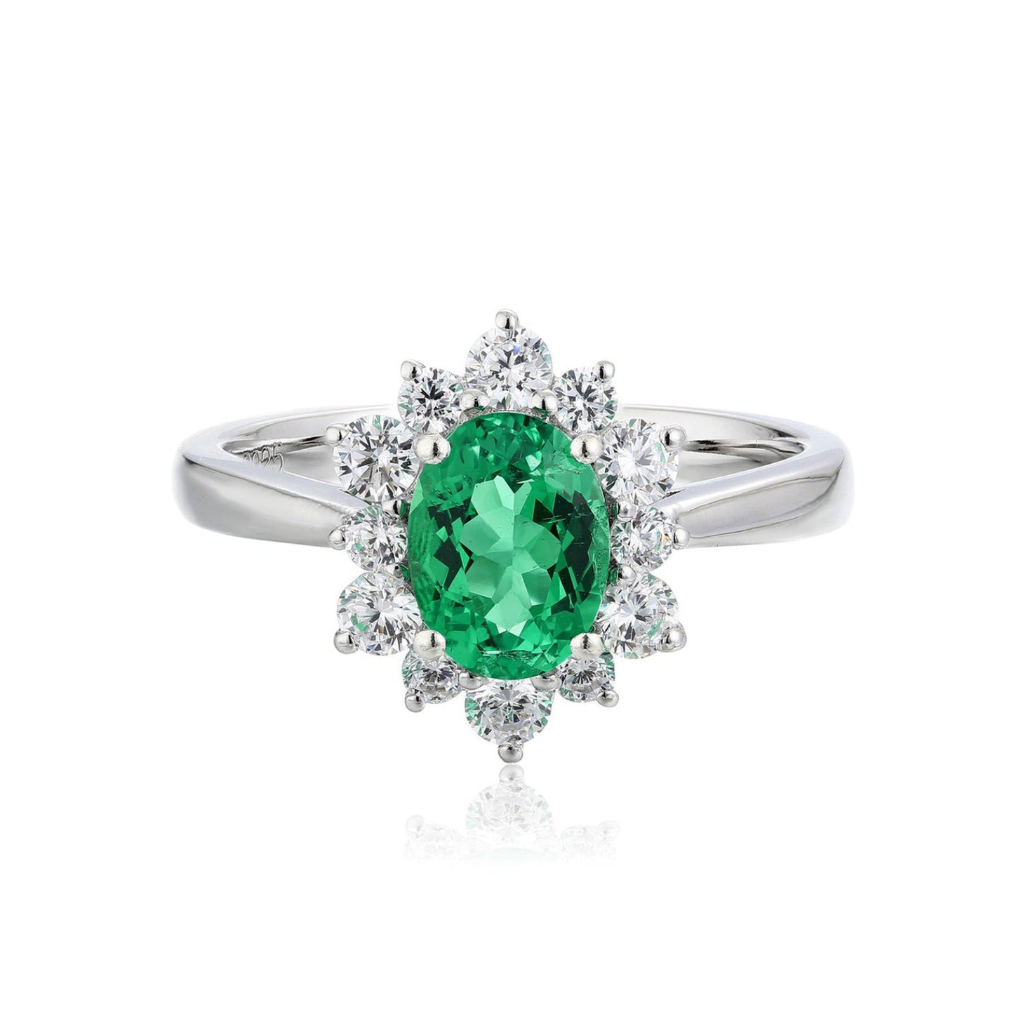 s925 sterling silver lab emerald/paraiba/ruby/sapphire & cz diamond ring