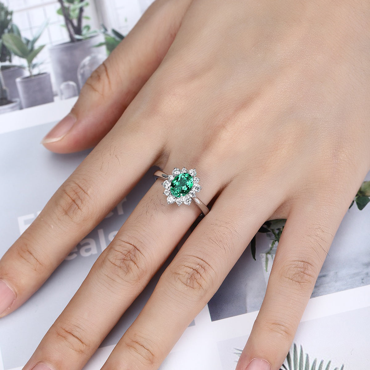 s925 sterling silver lab emerald/paraiba/ruby/sapphire & cz diamond ring