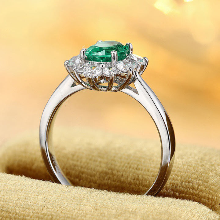 s925 sterling silver lab emerald/paraiba/ruby/sapphire & cz diamond ring
