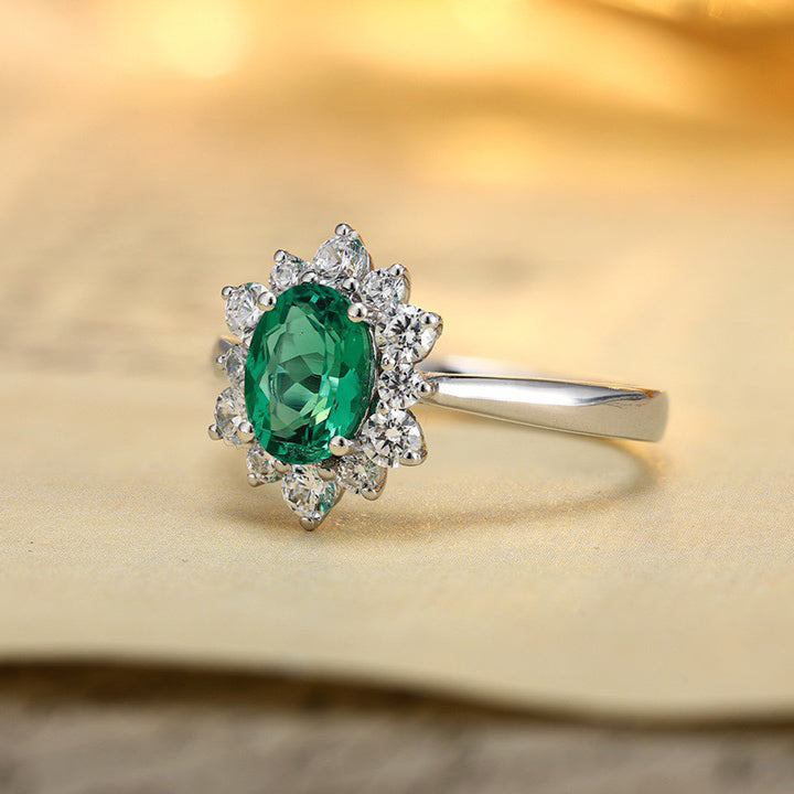 s925 sterling silver lab emerald/paraiba/ruby/sapphire & cz diamond ring