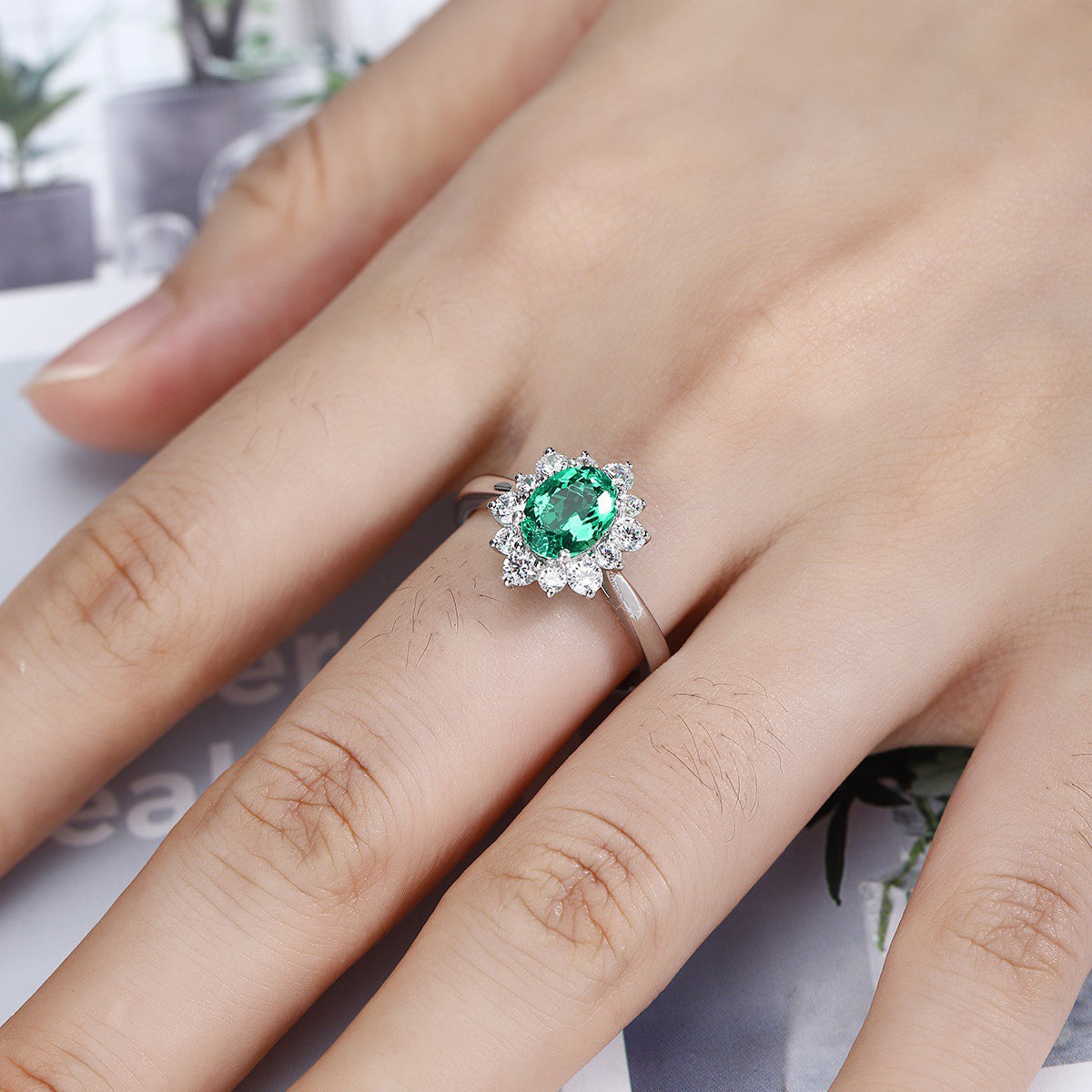 s925 sterling silver lab emerald/paraiba/ruby/sapphire & cz diamond ring