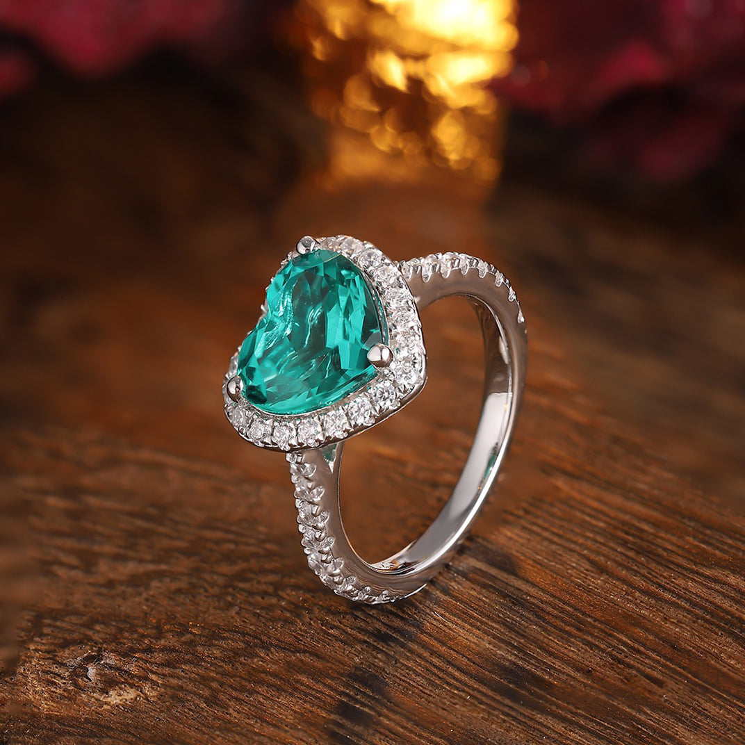 s925 sterling silver lab ruby/sapphire/paraiba/emerald & cz diamond ring