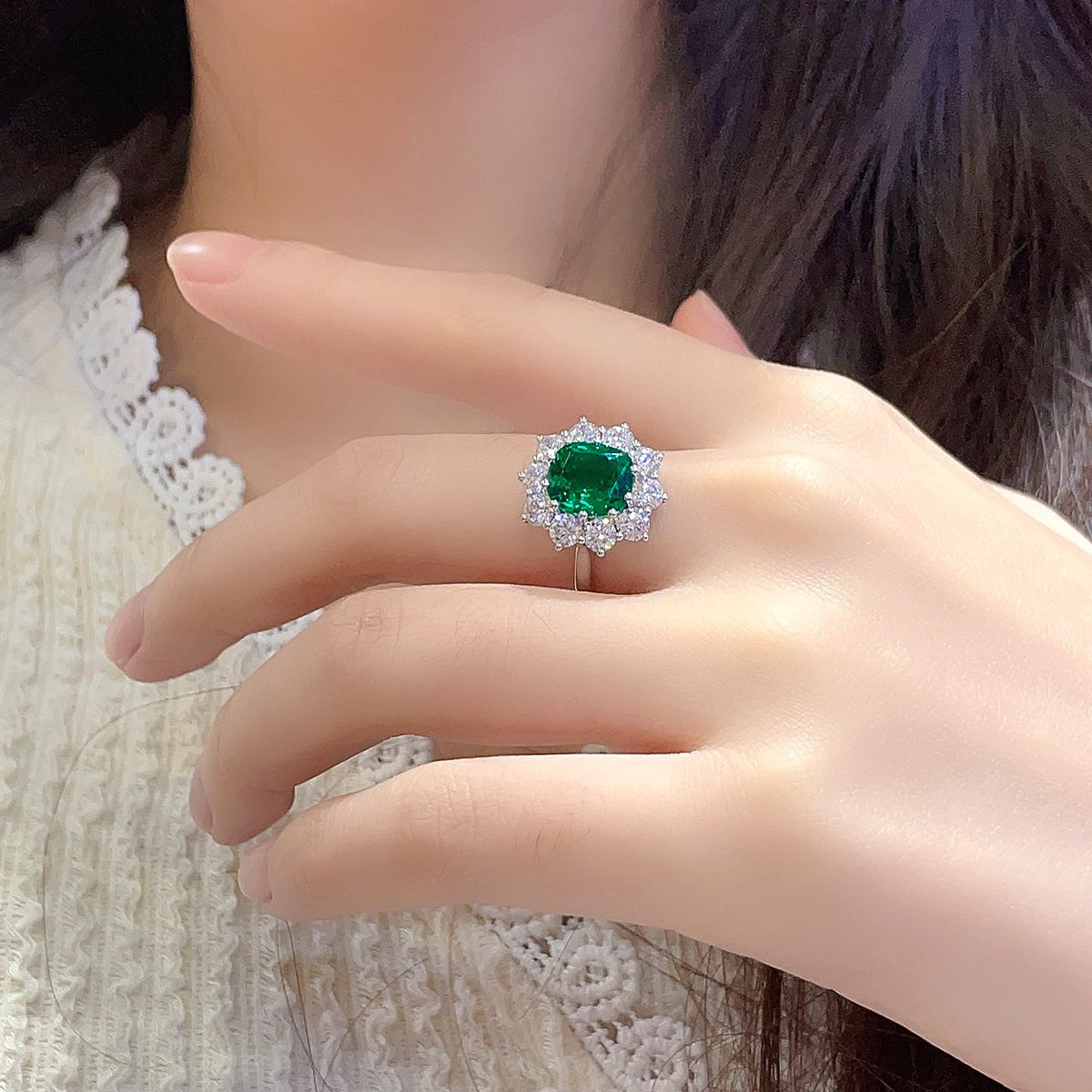 s925 sterling silver lab cobalt spinel/ruby/sapphire/emerald/paraiba & cz diamond ring
