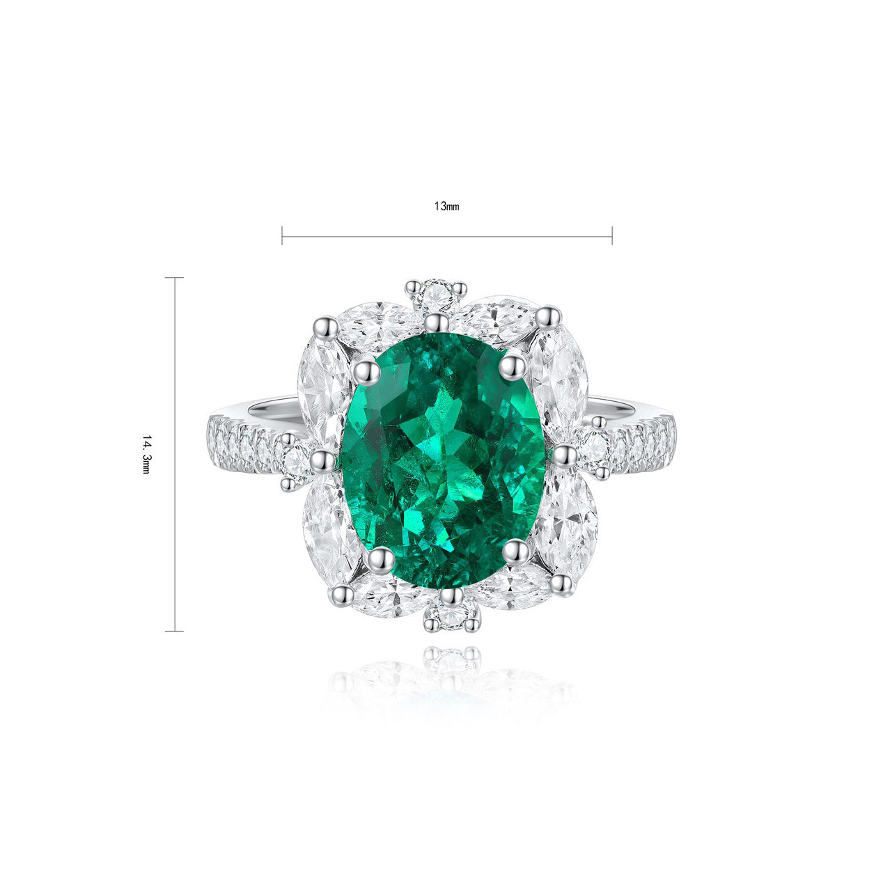s925 sterling silver lab emerald/sapphire/ruby/paraiba/cobalt spinel & cz diamond ring