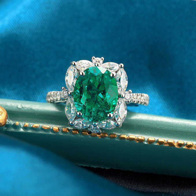 s925 sterling silver lab emerald/sapphire/ruby/paraiba/cobalt spinel & cz diamond ring
