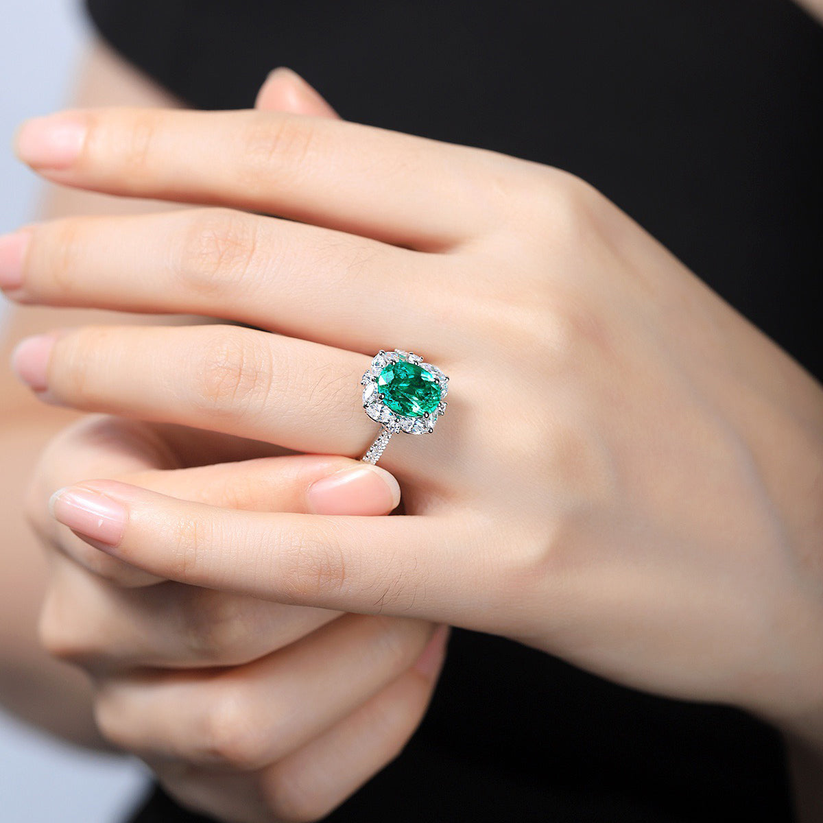 s925 sterling silver lab emerald/sapphire/ruby/paraiba/cobalt spinel & cz diamond ring