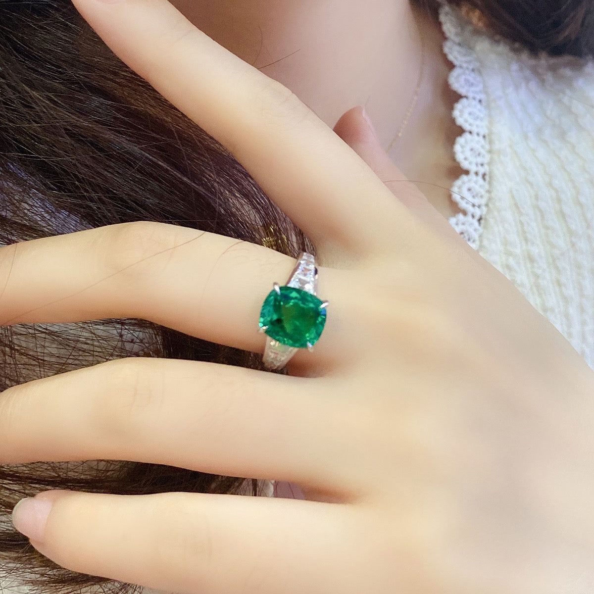 s925 sterling silver lab paraiba/ruby/sapphire/emerald & cz diamond ring