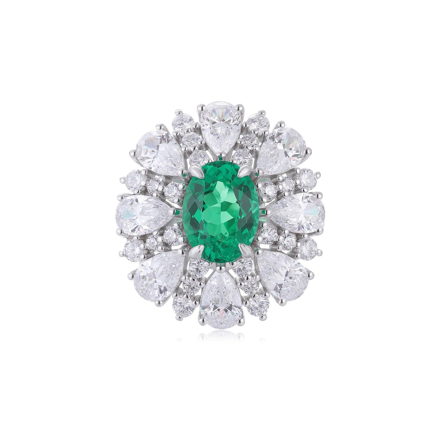 s925 sterling silver lab sapphire/paraiba/emerald/ruby & cz diamond ring