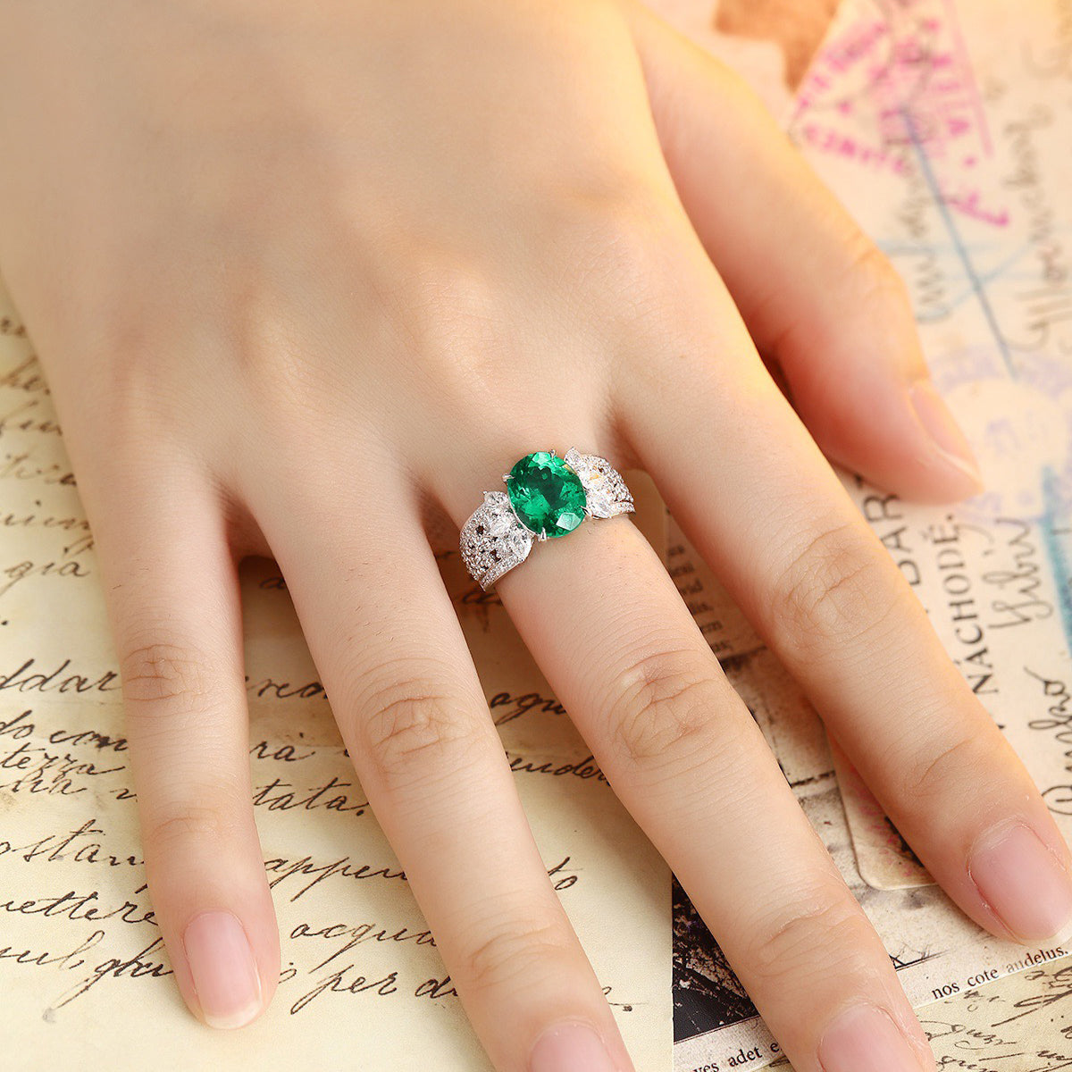s925 sterling silver lab paraiba/ruby/sapphire/emerald/cobalt spinel & cz diamond ring