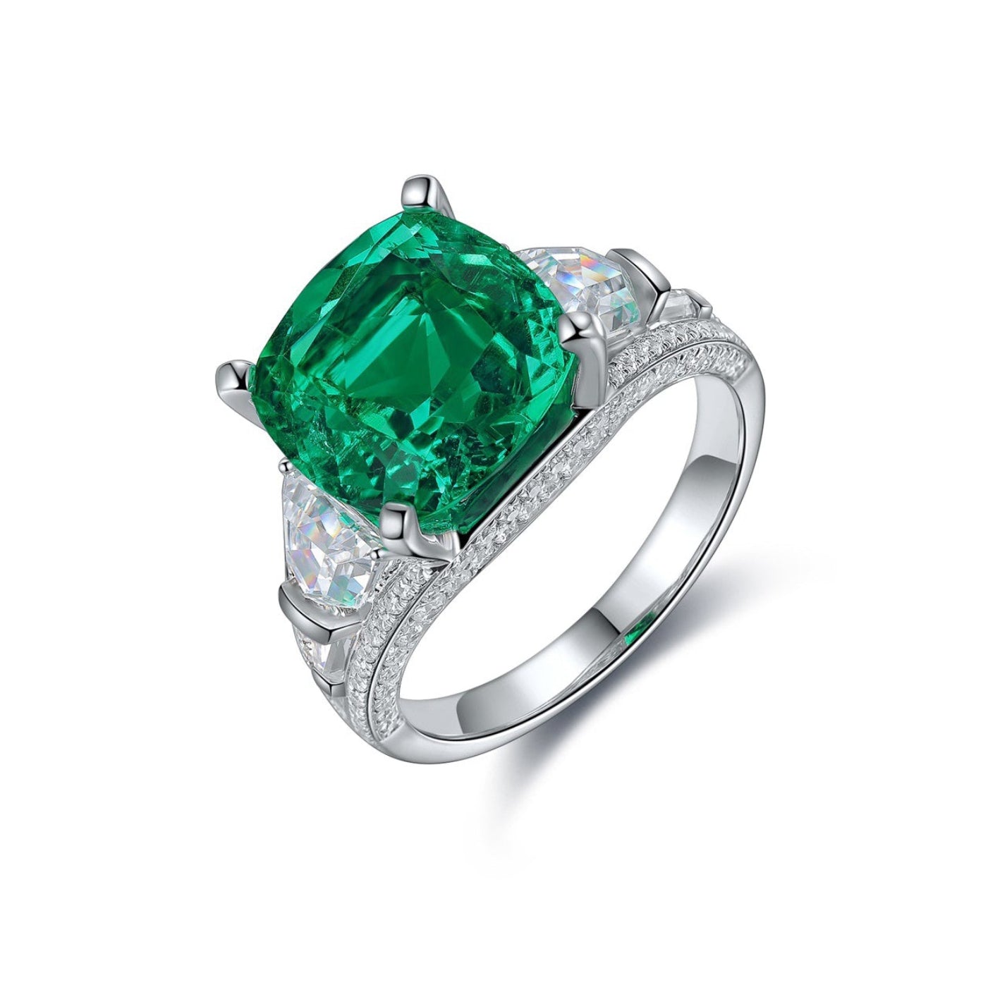 s925 sterling silver lab paraiba/emerald/ruby/sapphire & cz diamond ring