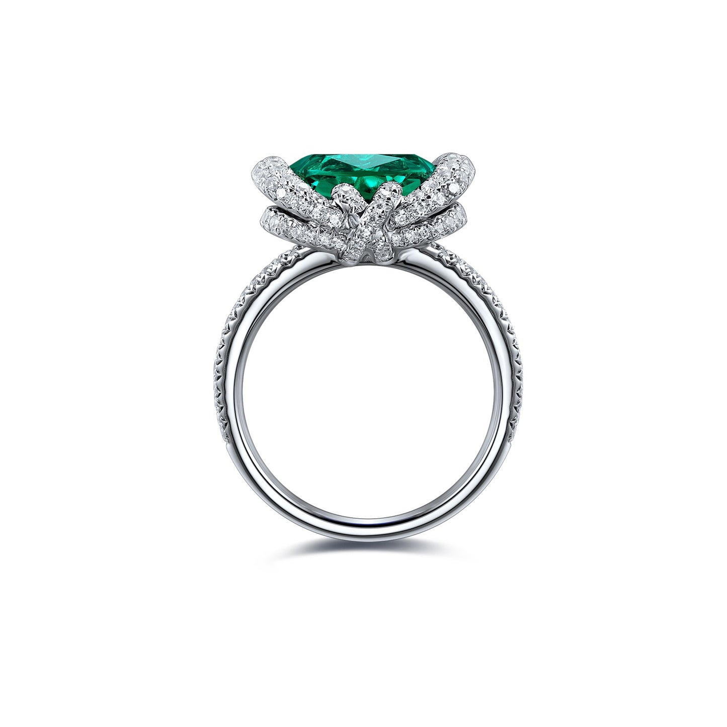 s925 sterling silver lab emerald/sapphire/ruby/paraiba & cz diamond ring