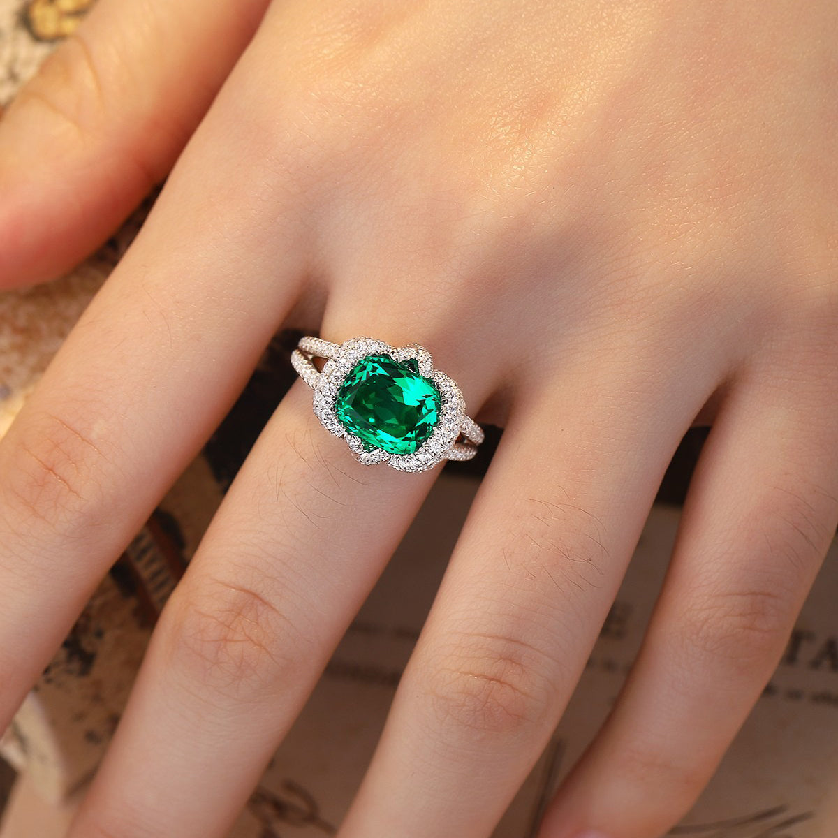 s925 sterling silver lab emerald/sapphire/ruby/paraiba & cz diamond ring
