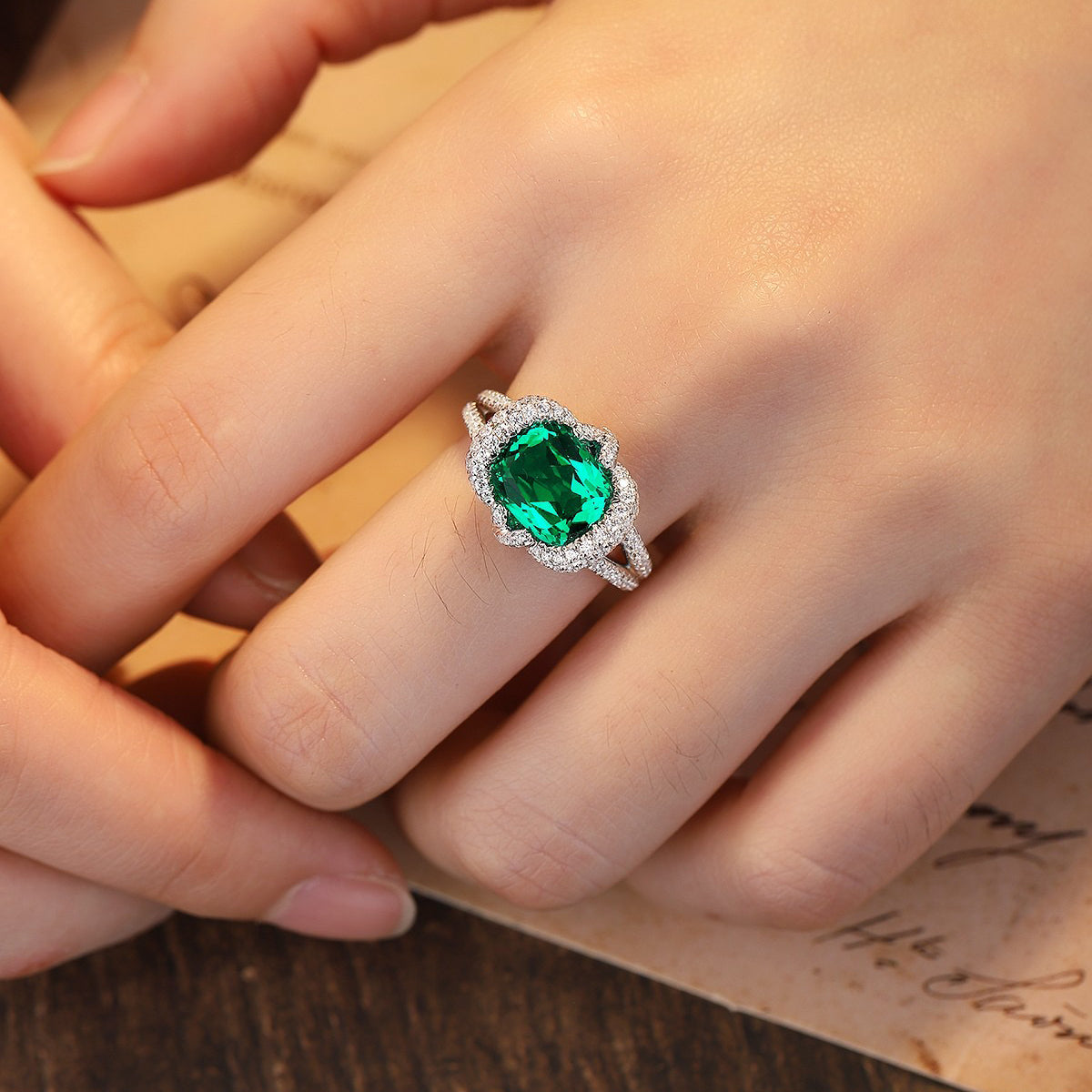 s925 sterling silver lab emerald/sapphire/ruby/paraiba & cz diamond ring