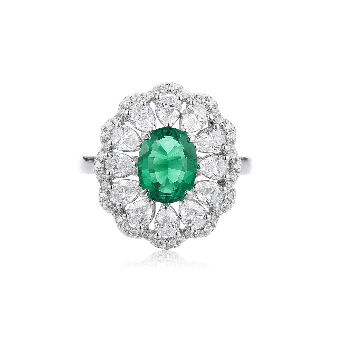s925 sterling silver lab sapphire/ruby/emerald/paraiba & cz diamond ring