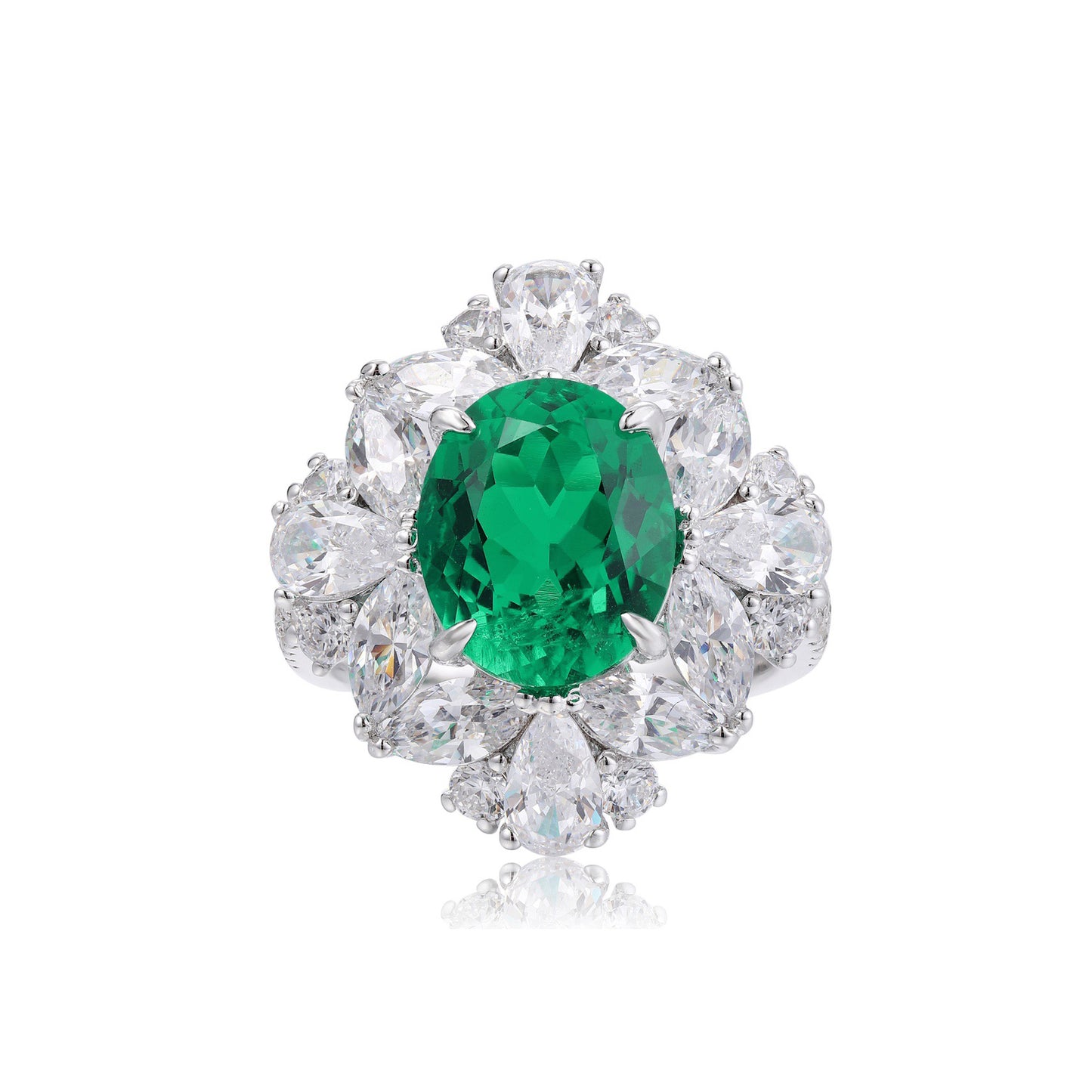 s925 sterling silver lab ruby/sapphire/emerald/paraiba/cobalt spinel & cz diamond ring