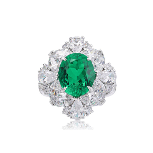 S925 Sterling Silver Lab Ruby/Sapphire/Emerald/Paraiba/Cobalt Spinel & CZ Diamond Ring