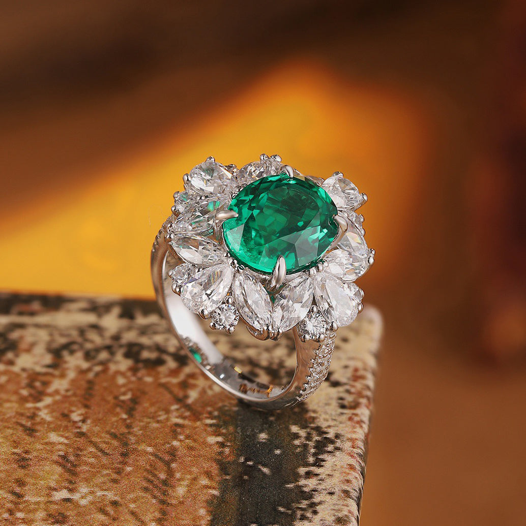 s925 sterling silver lab ruby/sapphire/emerald/paraiba/cobalt spinel & cz diamond ring