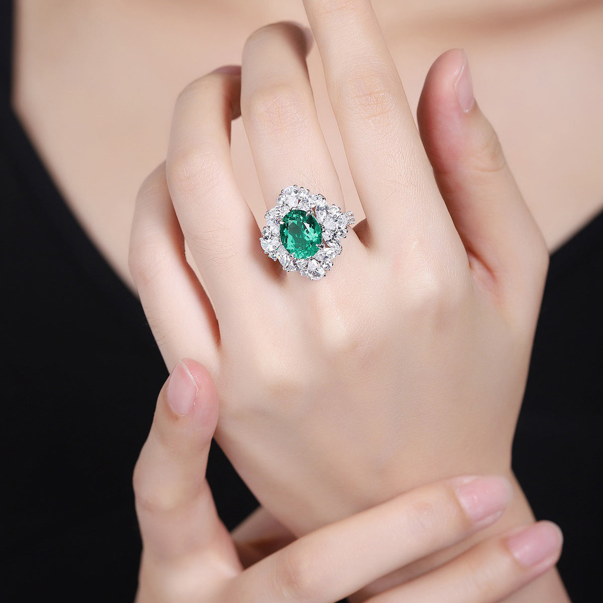s925 sterling silver lab ruby/sapphire/emerald/paraiba/cobalt spinel & cz diamond ring