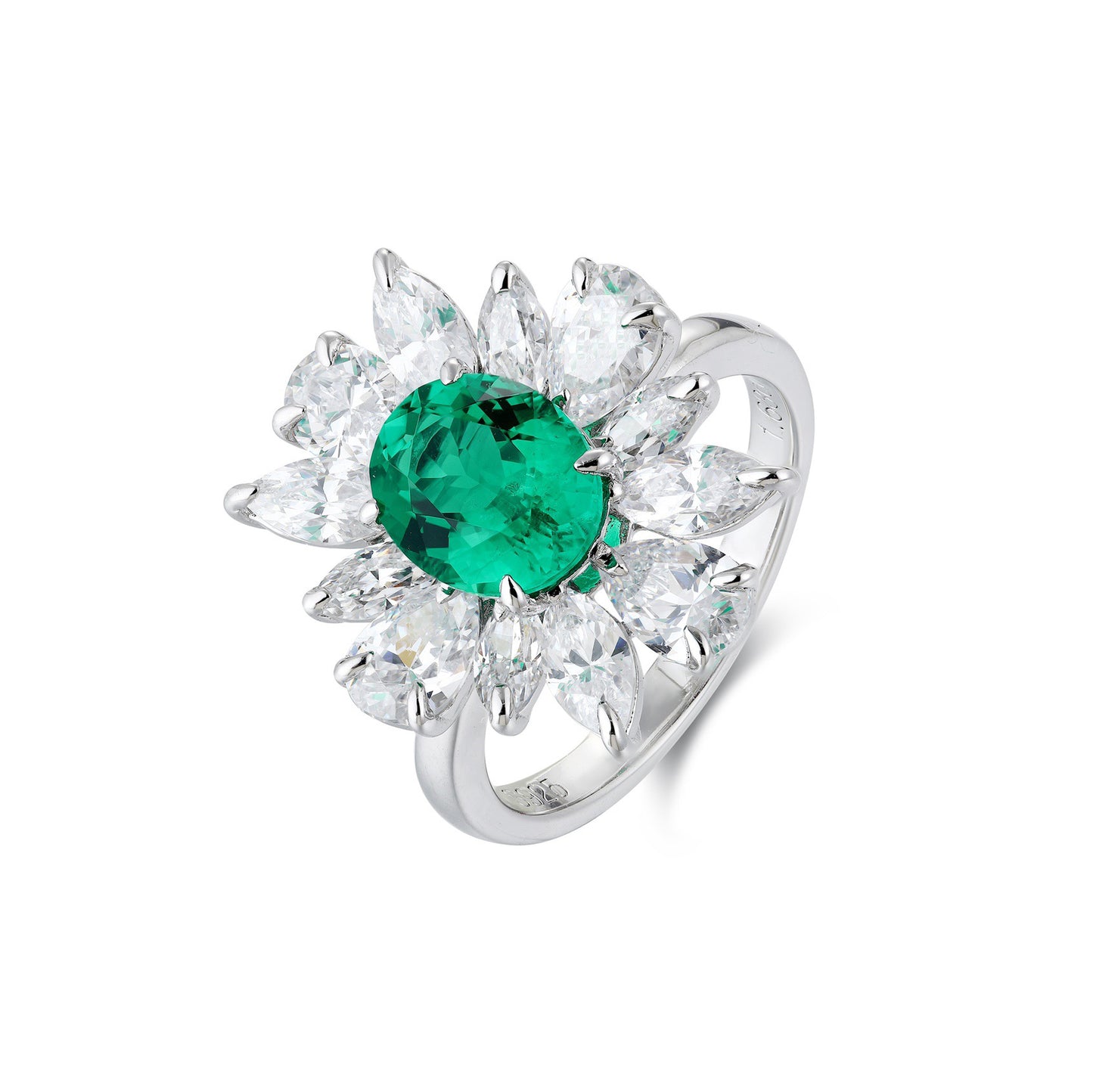 s925 sterling silver lab ruby/sapphire/emerald/paraiba & cz diamond ring