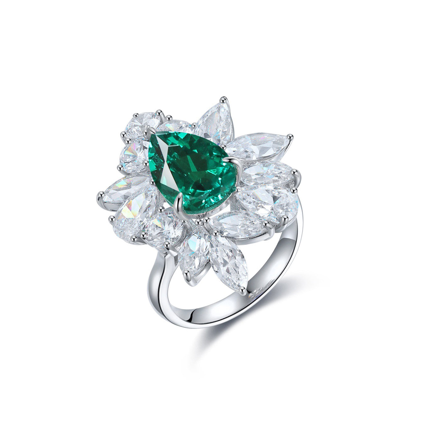 s925 sterling silver lab ruby/sapphire/emerald/paraiba/cobalt spinel & cz diamond ring