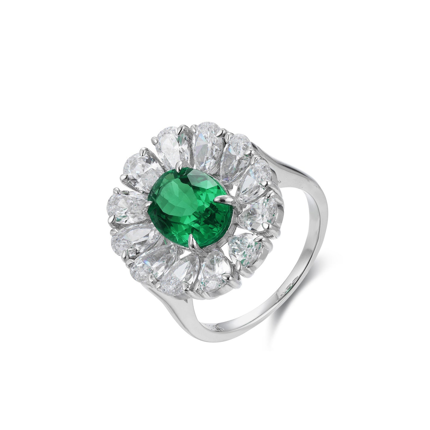 s925 sterling silver lab paraiba/ruby/sapphire/emerald & cz diamond ring