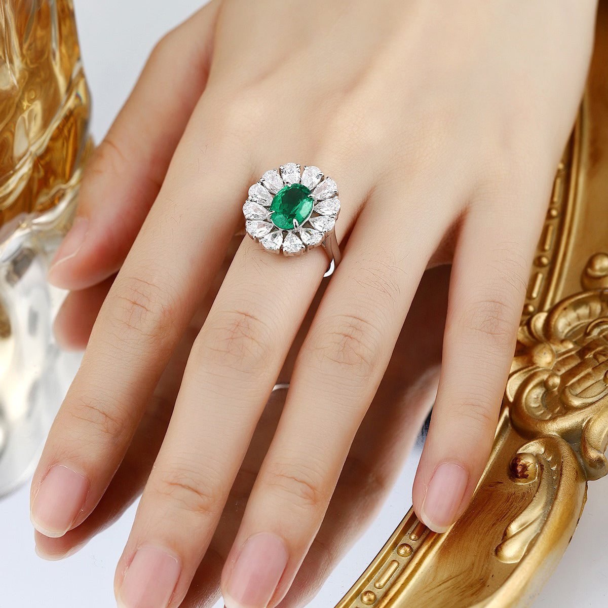s925 sterling silver lab paraiba/ruby/sapphire/emerald & cz diamond ring