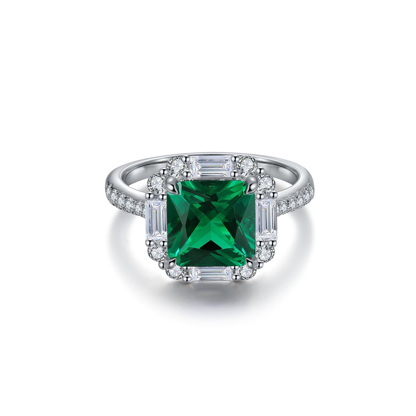 s925 sterling silver lab paraiba/ruby/sapphire/emerald/cobalt spinel & cz diamond ring