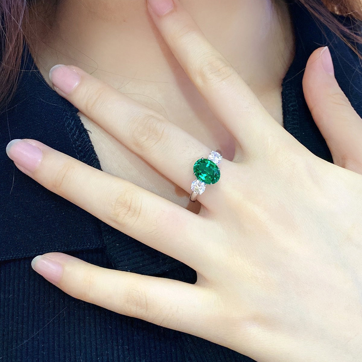 s925 sterling silver lab paraiba/ruby/sapphire/emerald & cz diamond ring