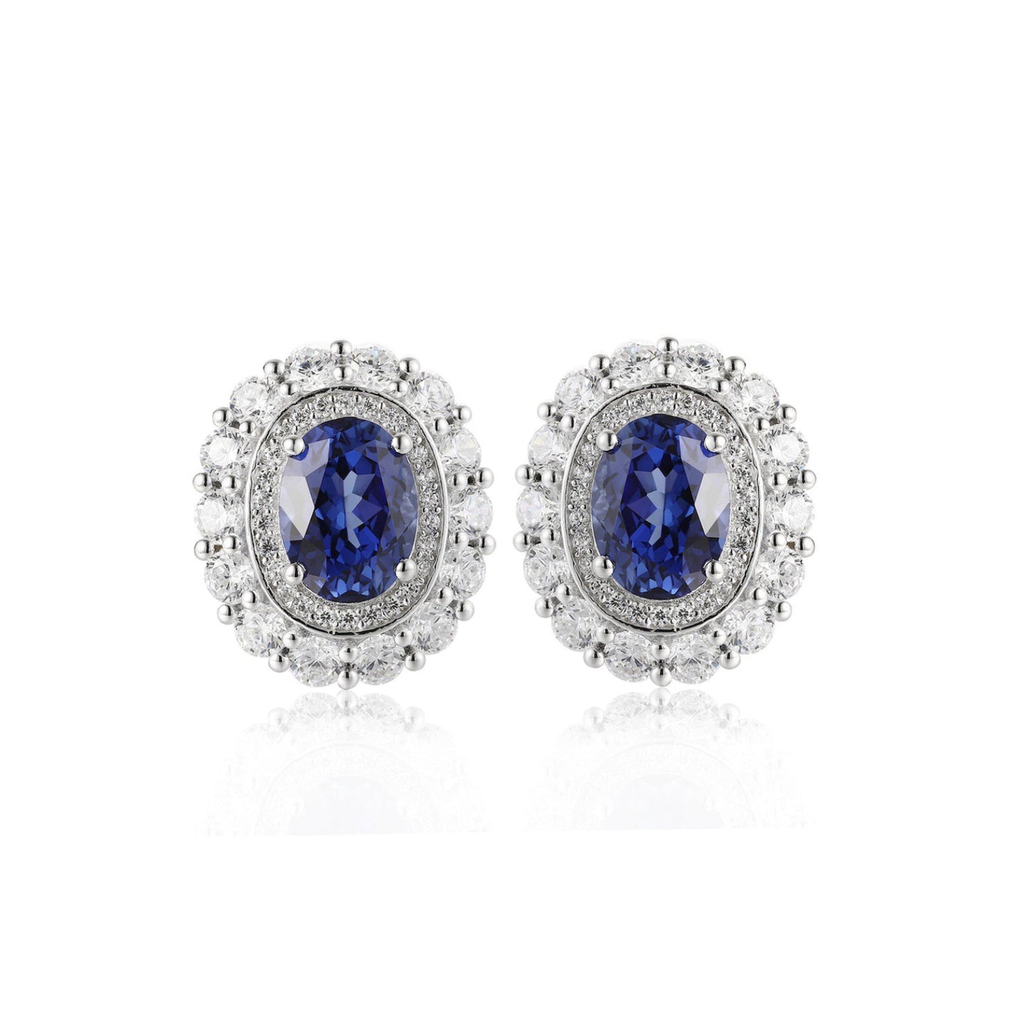 s925 sterling silver lab sapphire/emerald/ruby/paraiba & cz diamond earrings