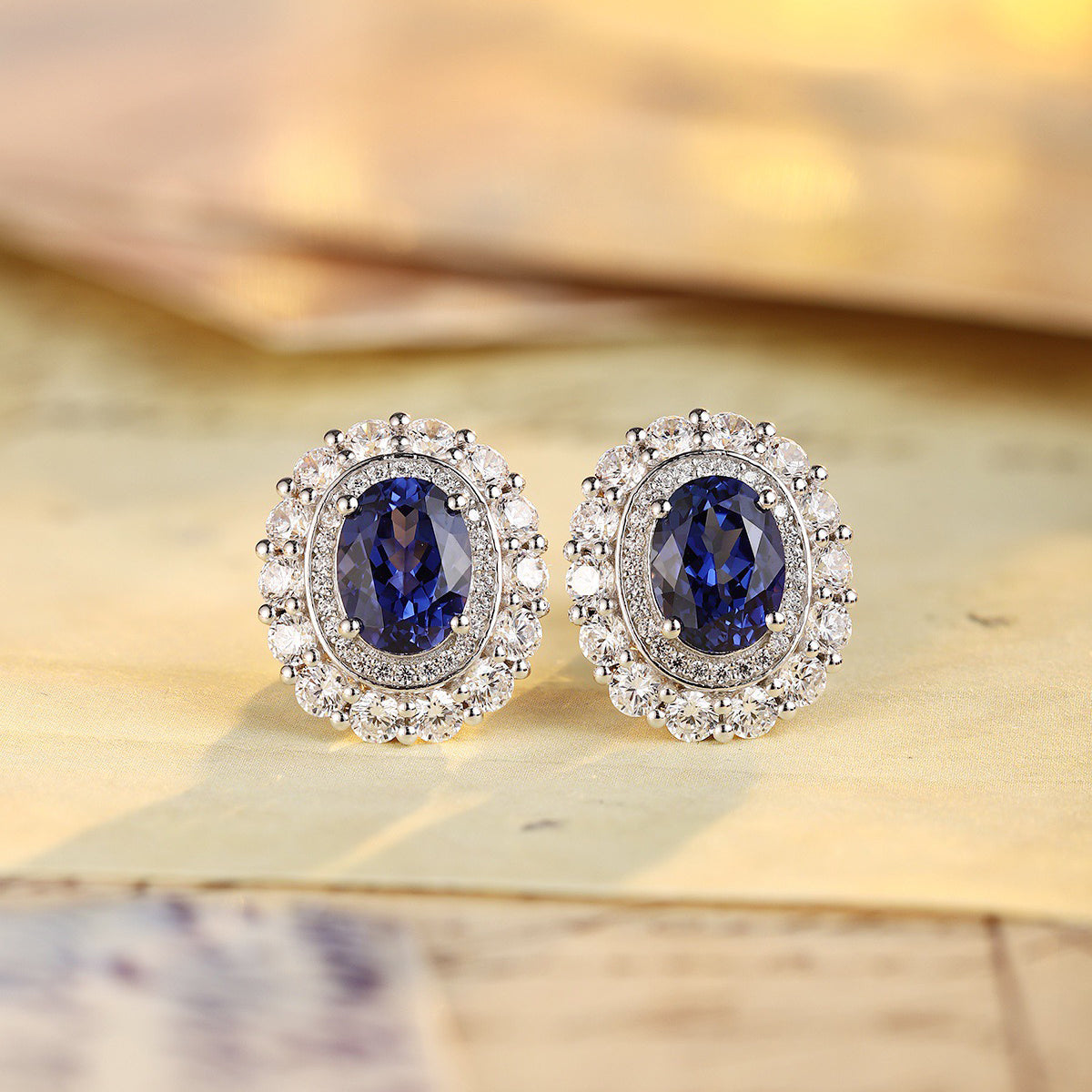 s925 sterling silver lab sapphire/emerald/ruby/paraiba & cz diamond earrings