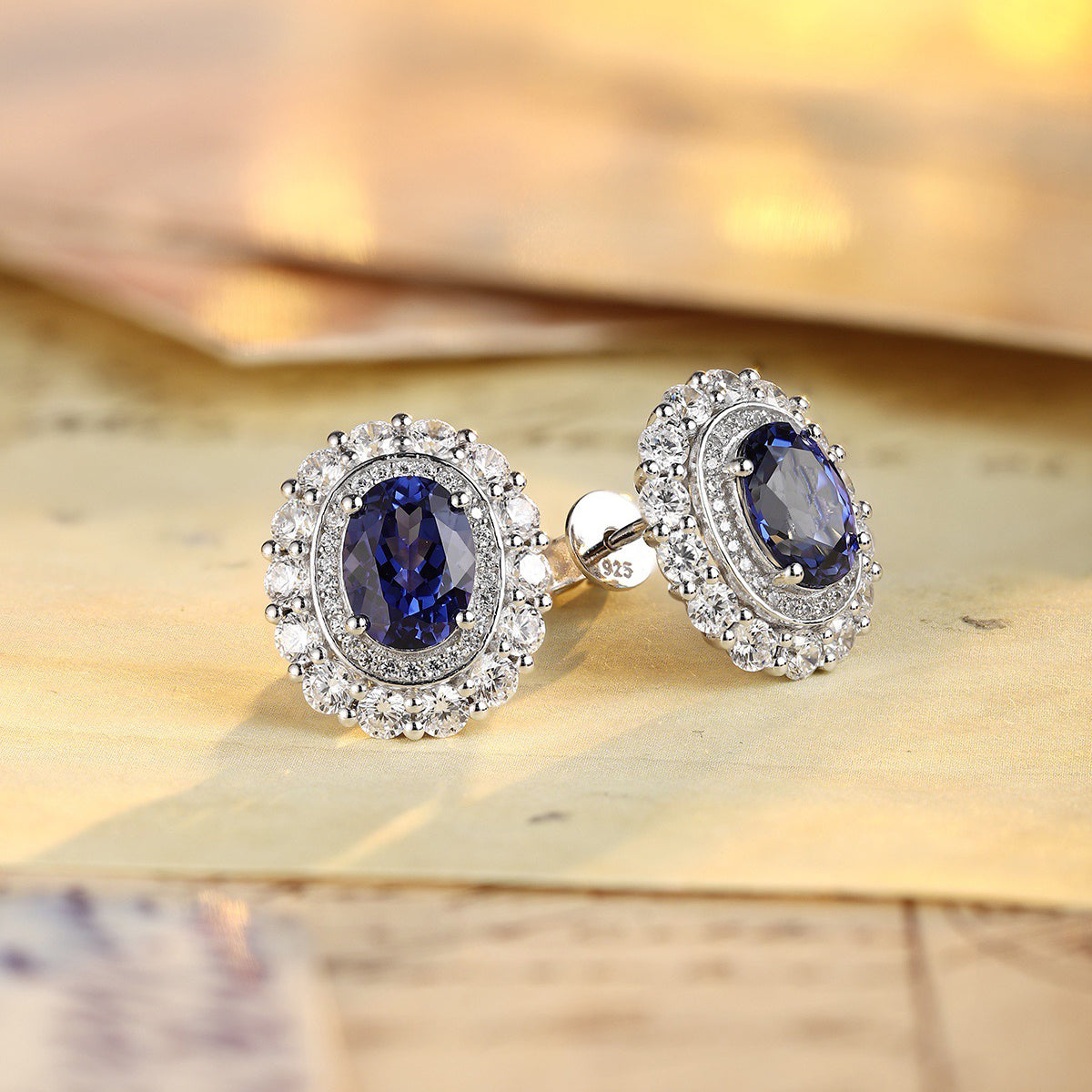 s925 sterling silver lab sapphire/emerald/ruby/paraiba & cz diamond earrings