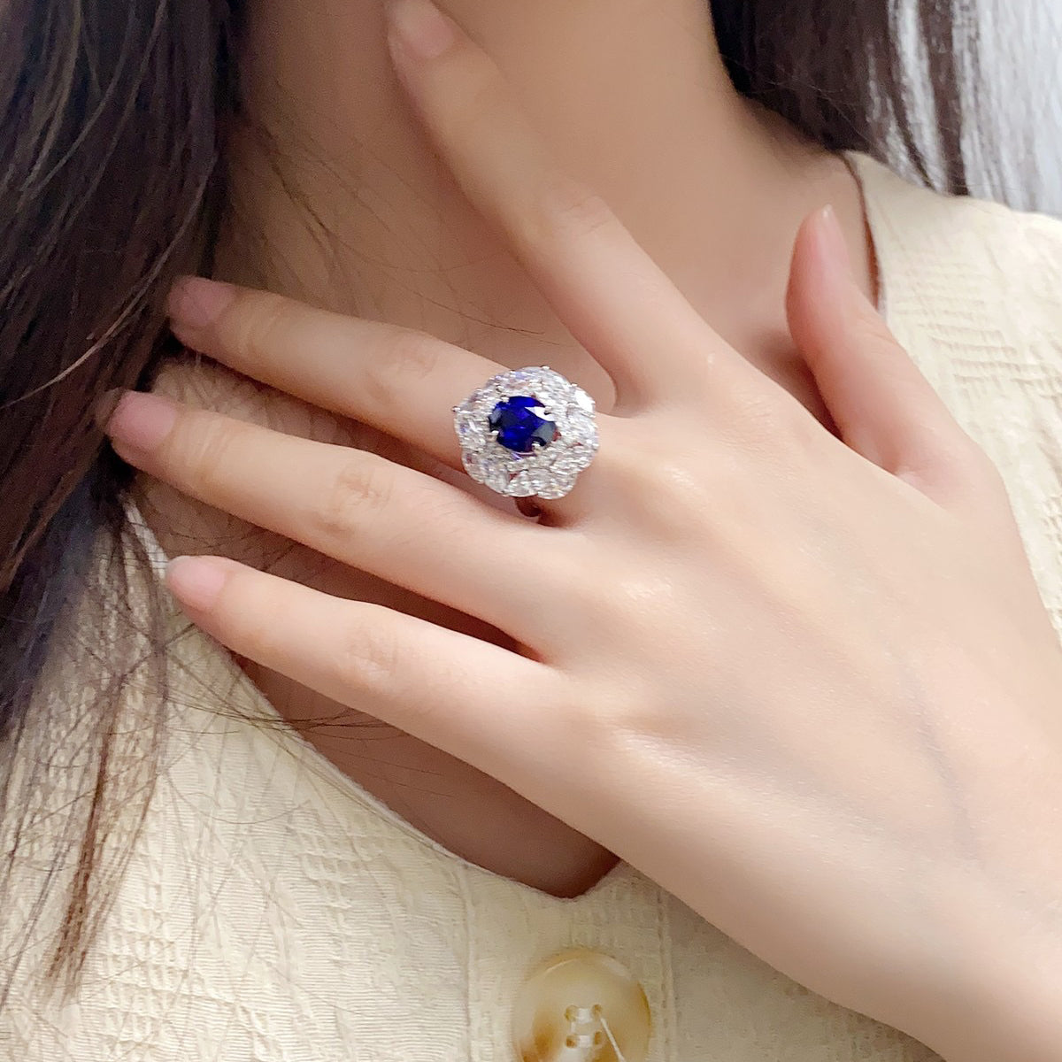 s925 sterling silver lab ruby/sapphire/emerald/paraiba/cobalt spinel & cz diamond ring