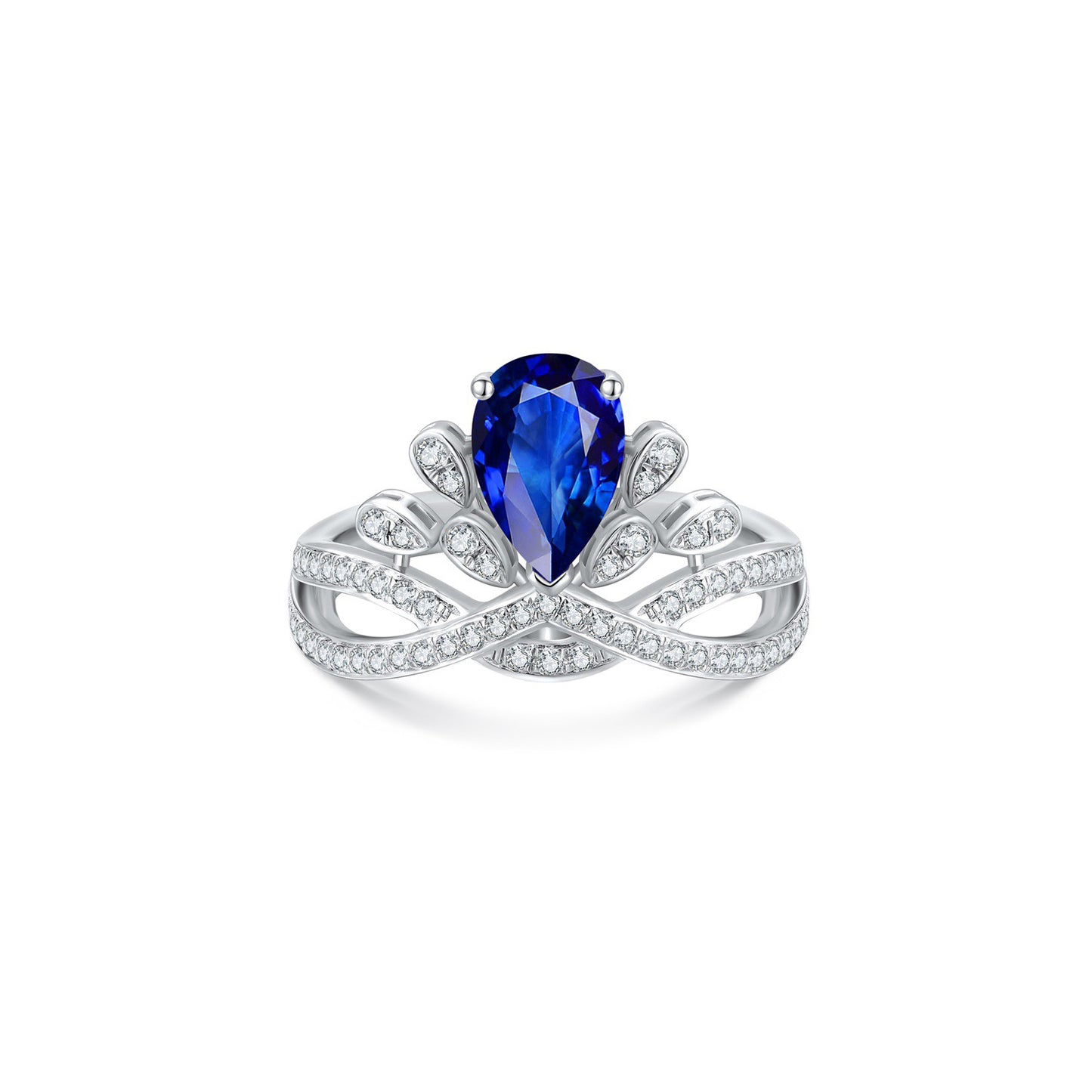 s925 sterling silver lab emerald/cobalt spinel/paraiba/sapphire/ruby & cz diamond ring