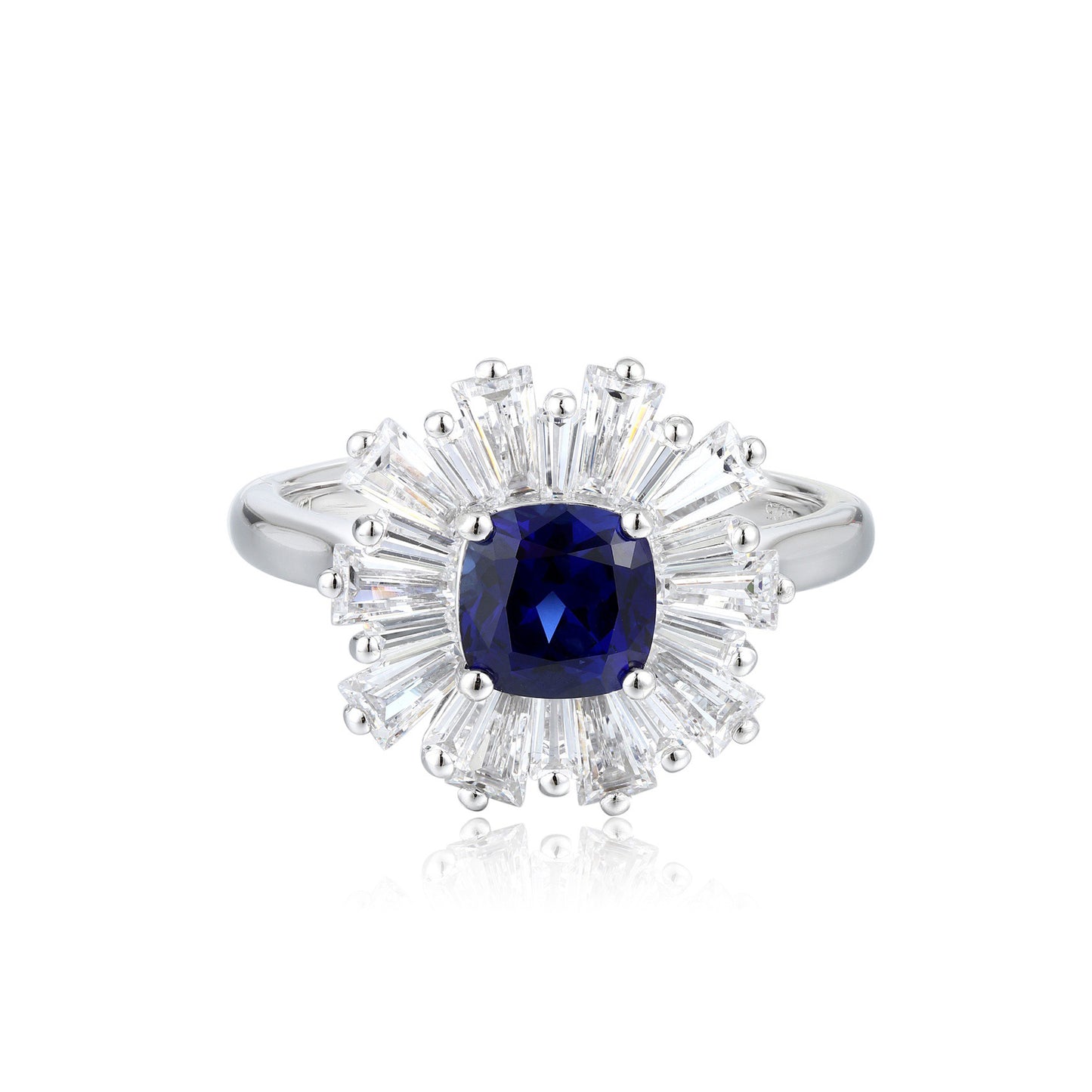 s925 sterling silver lab ruby/sapphire/emerald & cz diamond ring