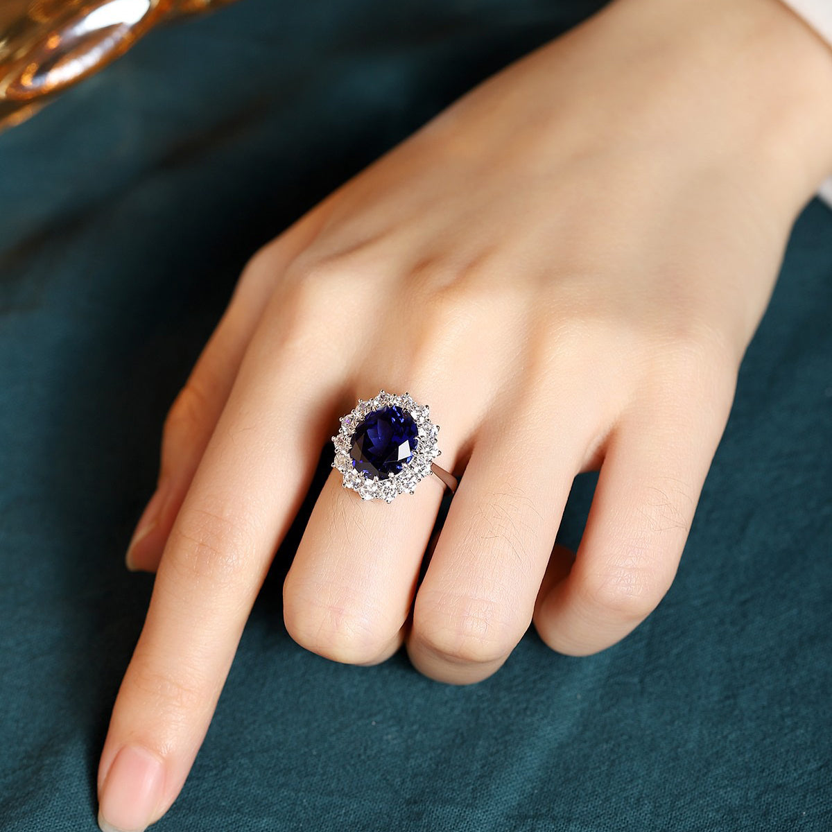 s925 sterling silver lab ruby/paraiba/sapphire/emerald/cobalt spinel & cz diamond ring