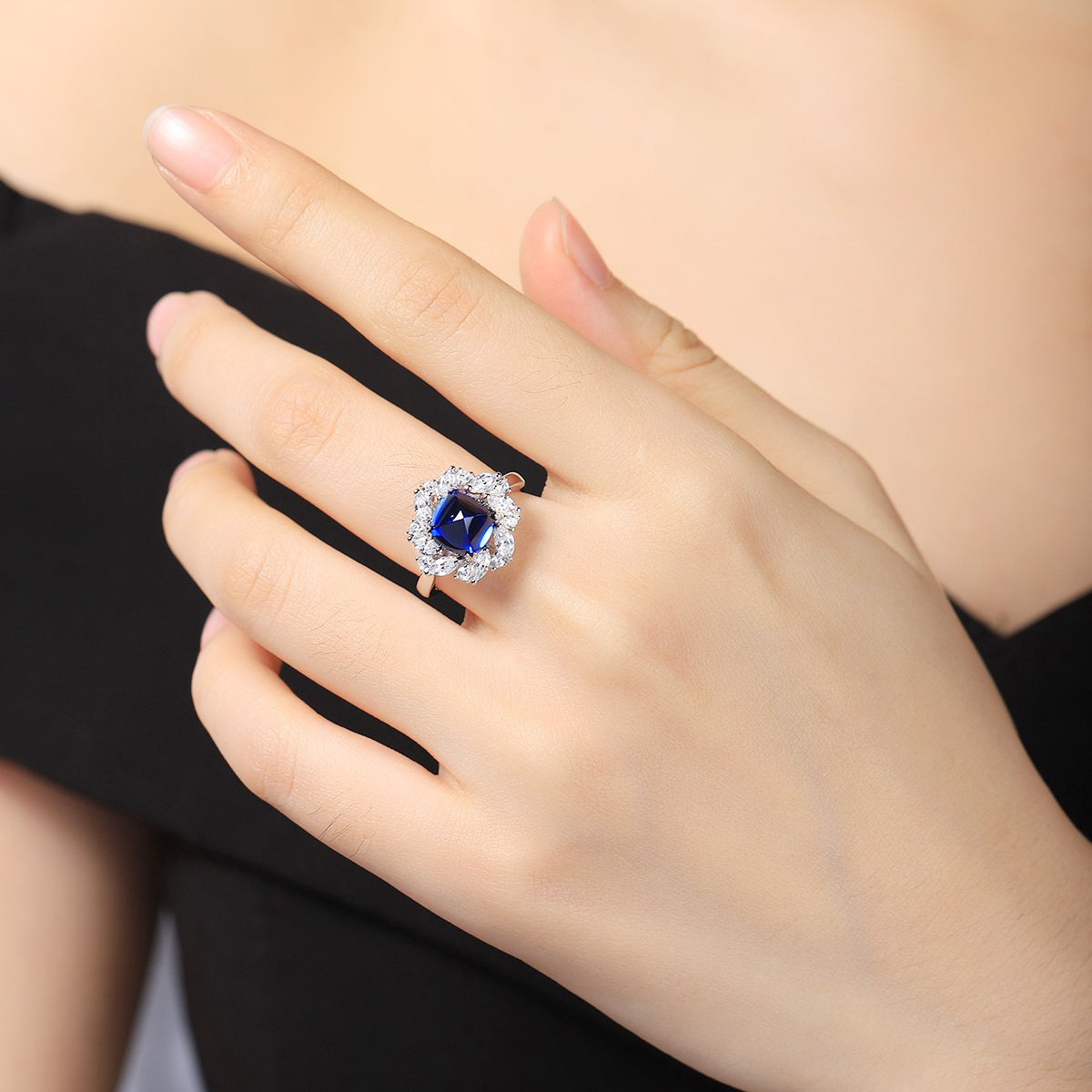 s925 sterling silver lab ruby/emerald/sapphire/paraiba & cz diamond ring