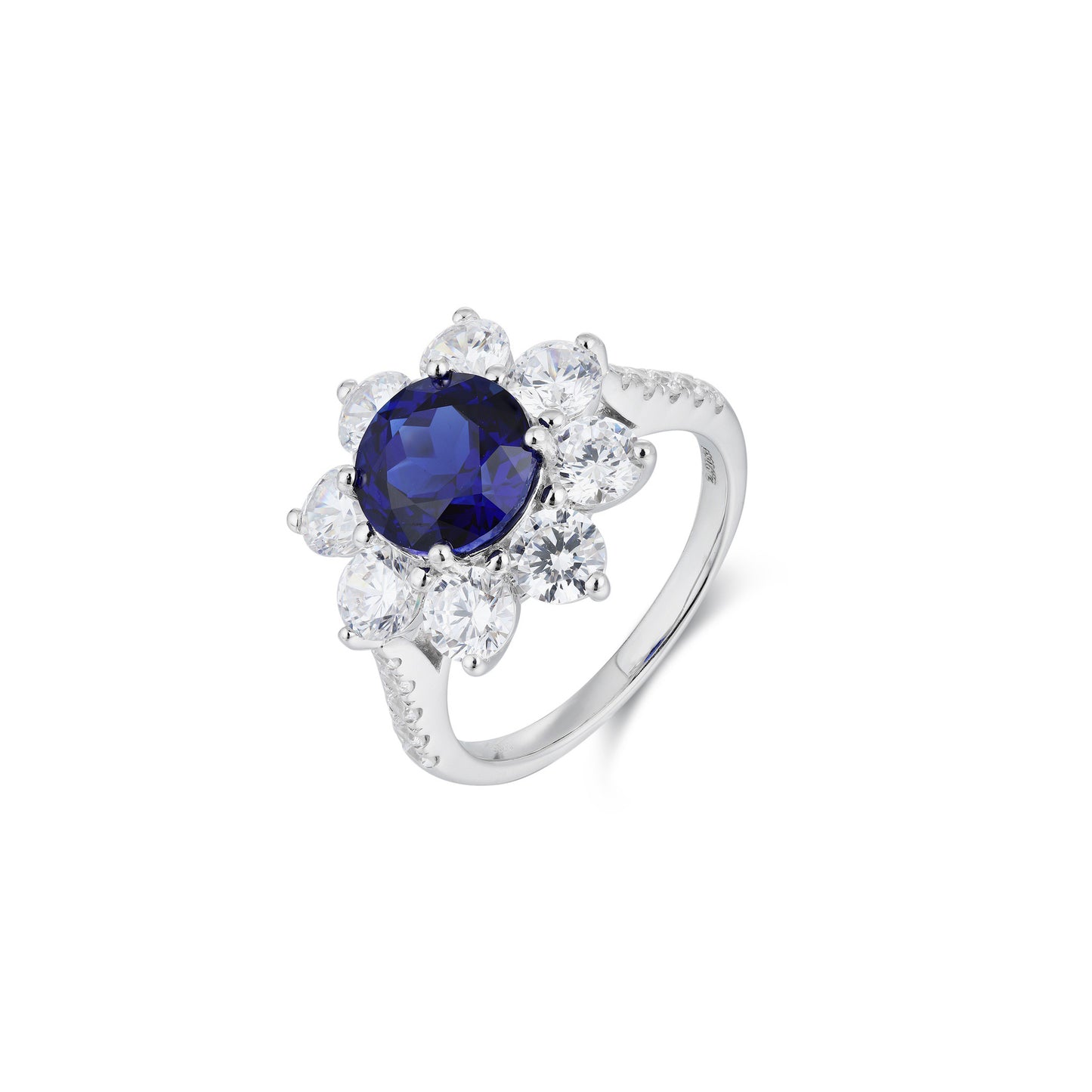 s925 sterling silver lab ruby/sapphire/emerald/paraiba & cz diamond ring