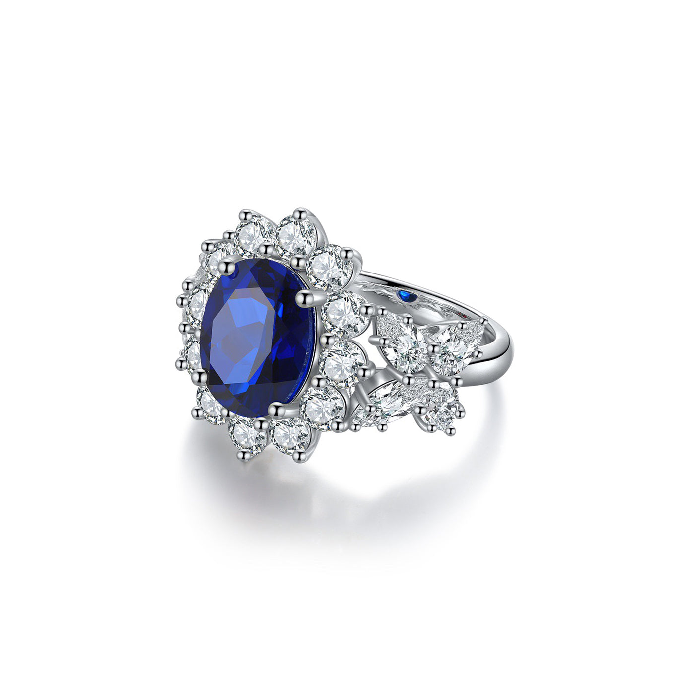 s925 sterling silver lab ruby/sapphire/emerald/paraiba & cz diamond ring