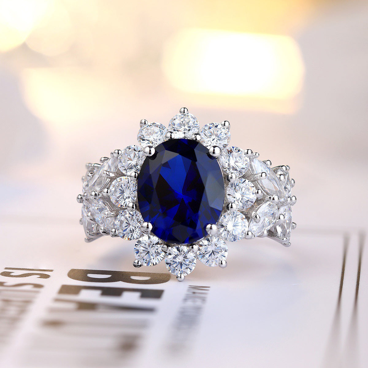 s925 sterling silver lab ruby/sapphire/emerald/paraiba & cz diamond ring