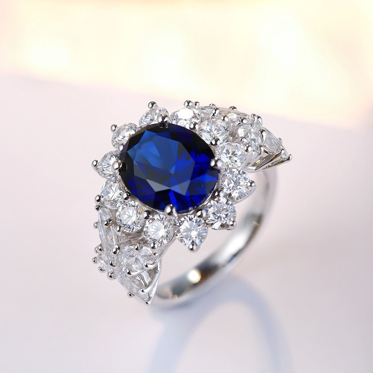 s925 sterling silver lab ruby/sapphire/emerald/paraiba & cz diamond ring