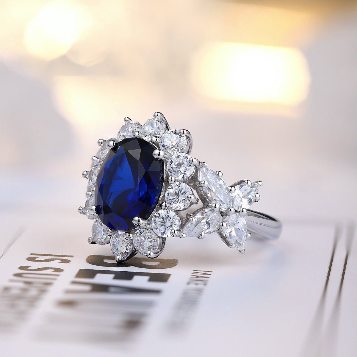 s925 sterling silver lab ruby/sapphire/emerald/paraiba & cz diamond ring