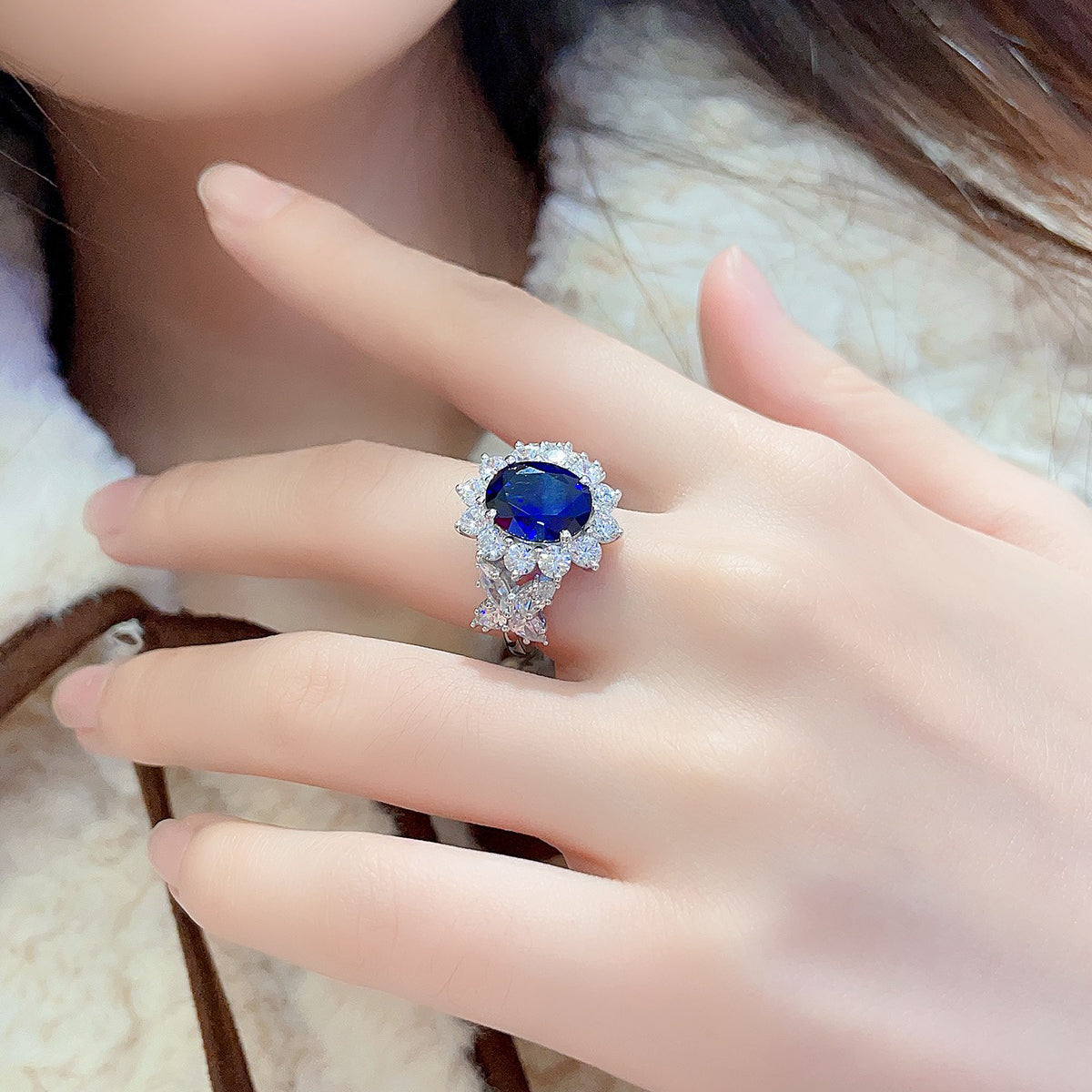 s925 sterling silver lab ruby/sapphire/emerald/paraiba & cz diamond ring
