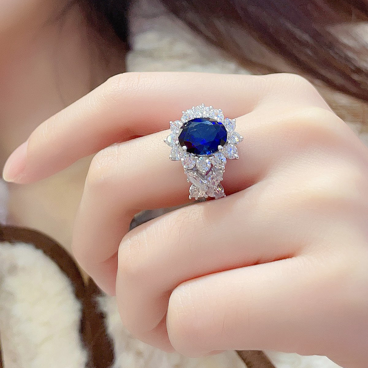 s925 sterling silver lab ruby/sapphire/emerald/paraiba & cz diamond ring
