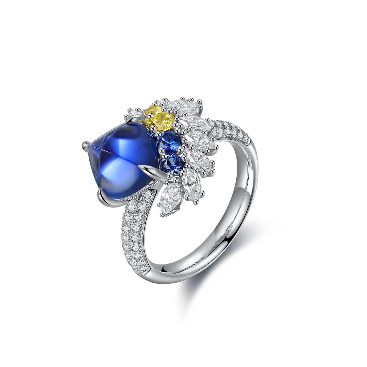 suger-loaf cut sapphire engagement ring,handmade art deco promise ring,marquise diamond wedding ring,anniversary promise ring,gift for women