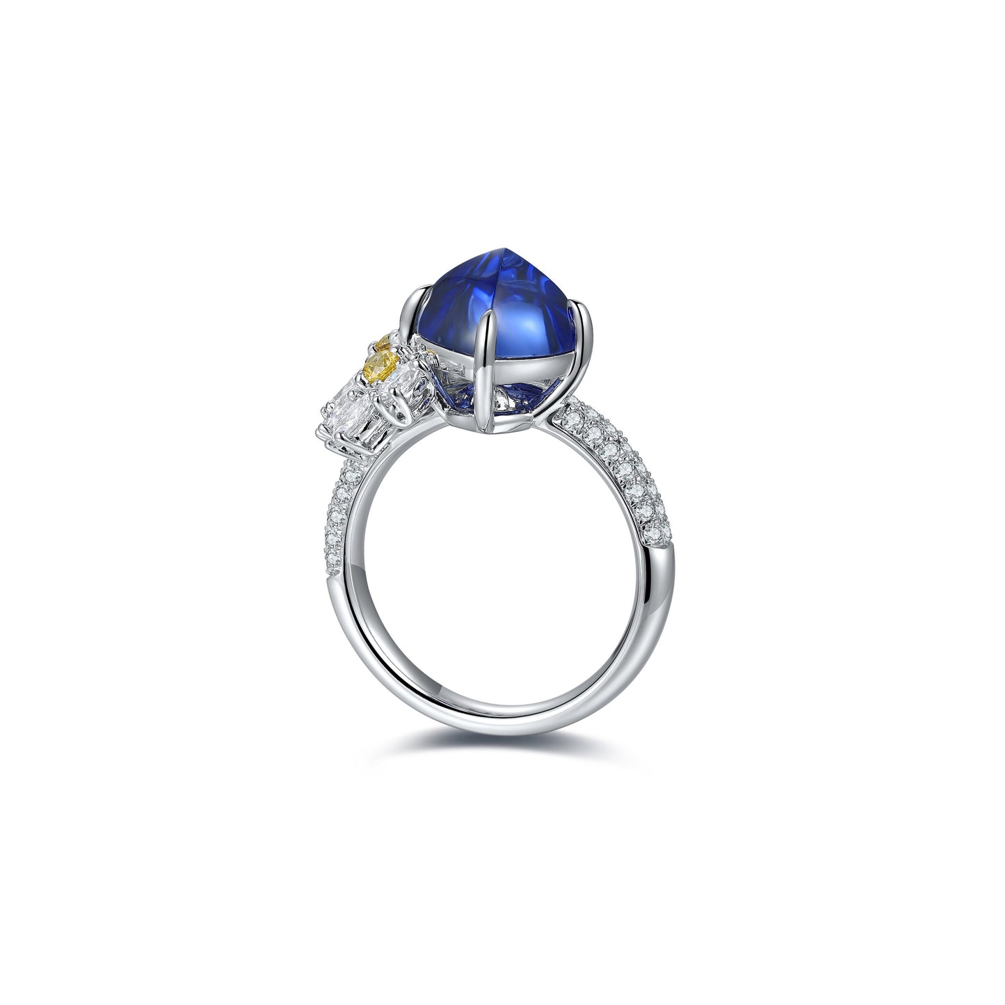 suger-loaf cut sapphire engagement ring,handmade art deco promise ring,marquise diamond wedding ring,anniversary promise ring,gift for women