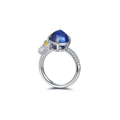 Suger-Loaf Cut Sapphire Engagement Ring,Handmade Art Deco Promise Ring,Marquise Diamond Wedding Ring,Anniversary Promise Ring,Gift For Women